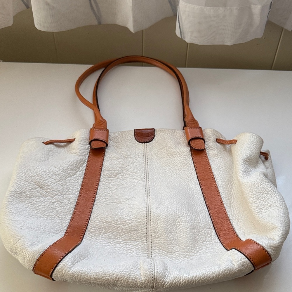Bric's White and Tan Leather Tote